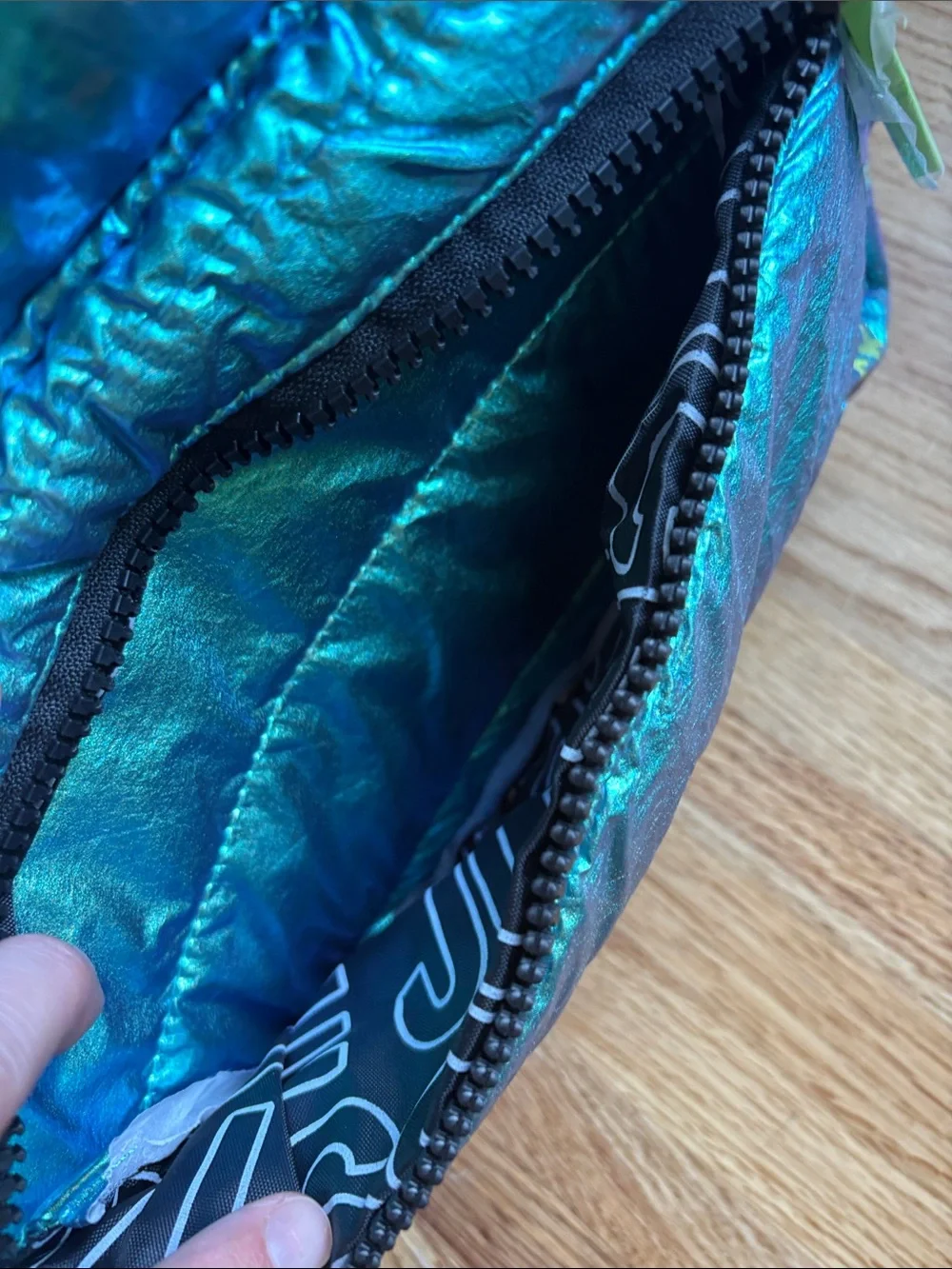 Justice Iridescent Teal Backpack with Lime Accents Super Puffer